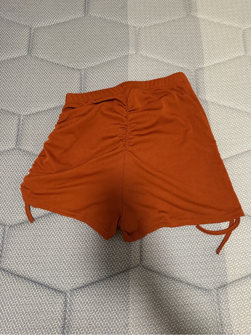 Women’s Rust Orange Ruched Side Shorts - Picture 4 of 5